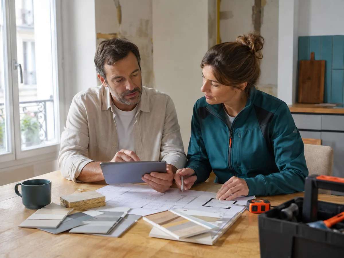 Une professionnelle prépare un projet de rénovation avec un client
